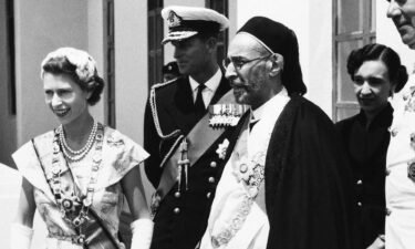 Libya's King Idriss (right) is pictured here with Queen Elizabeth II (left) on her visit to Tobruk