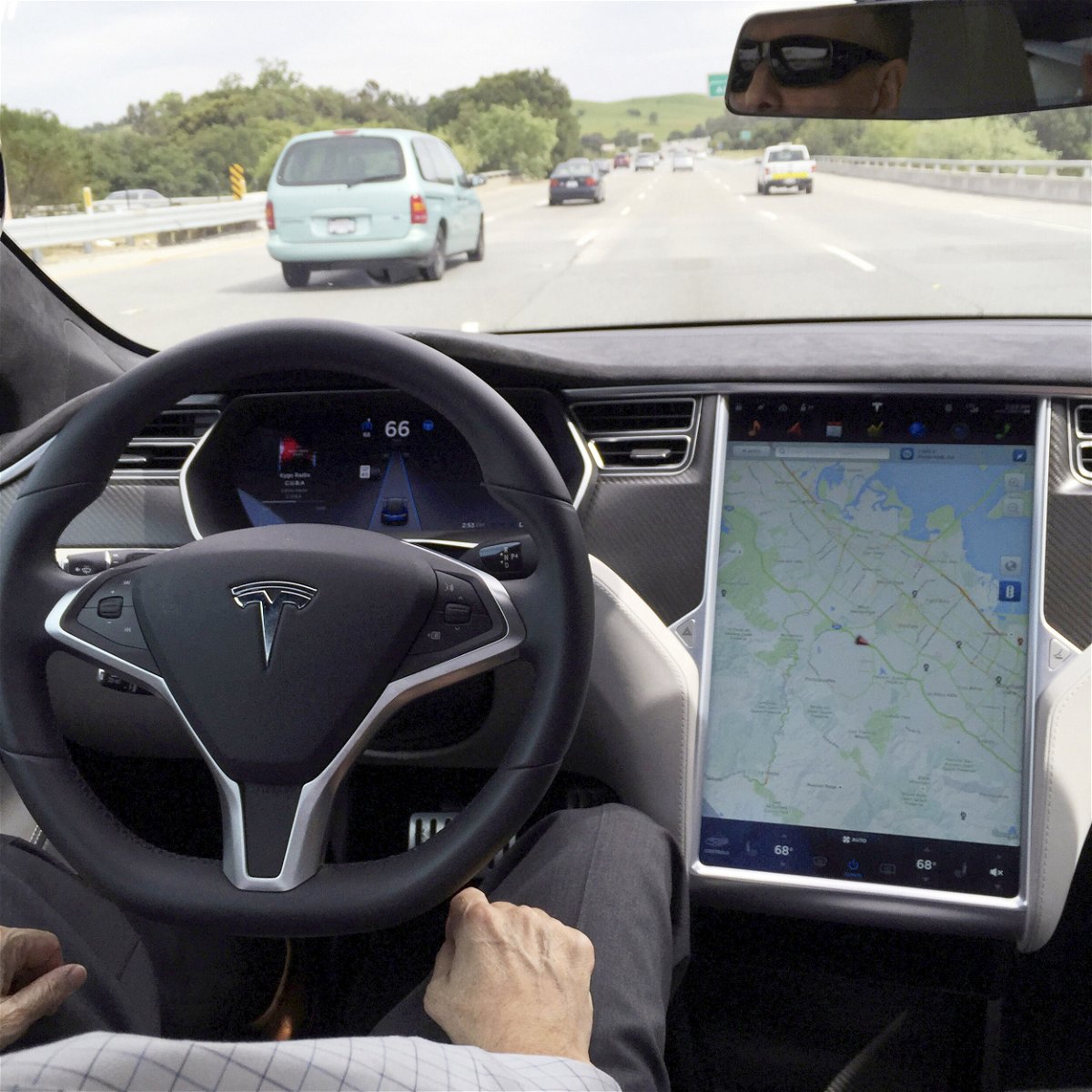 <i>Alexandria Sage/Reuters</i><br/>The interior of a Tesla Model S is shown in autopilot mode in San Francisco