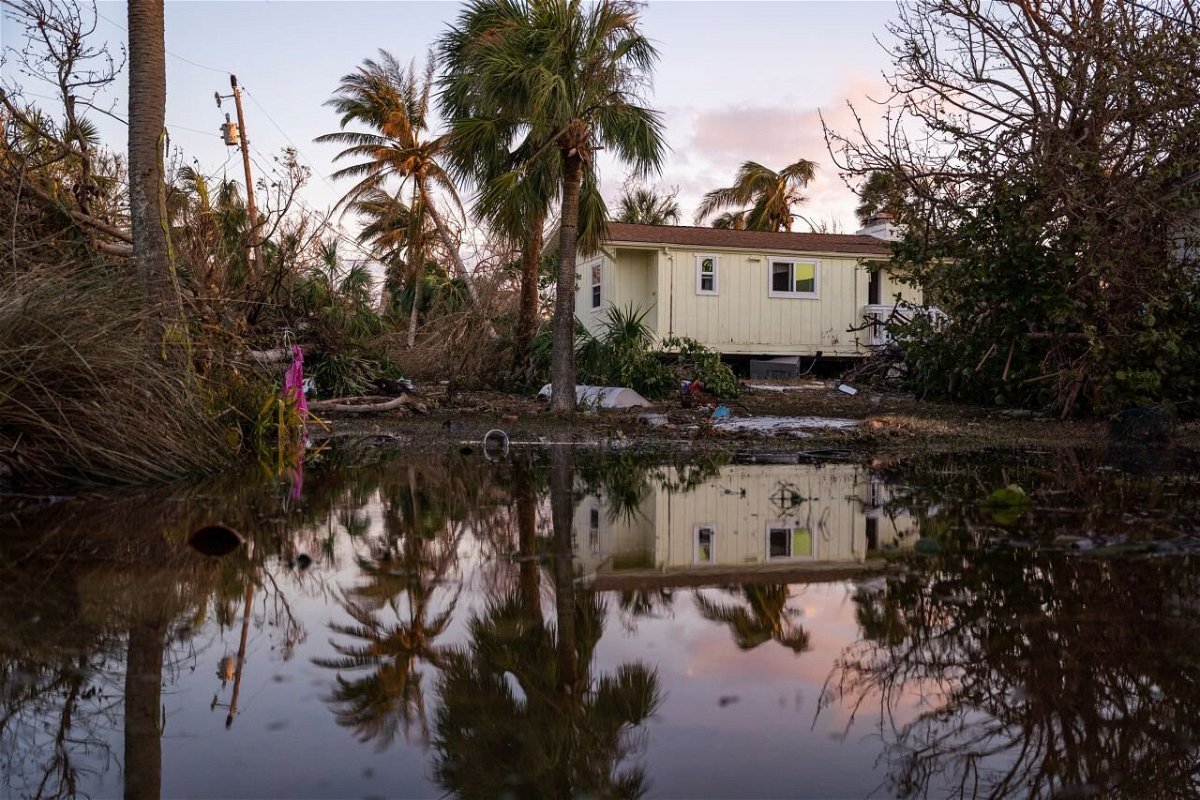 <i>Sean Rayford/Getty Images</i><br/>A storm damaged residence in the wake of Hurricane Ian on October 1