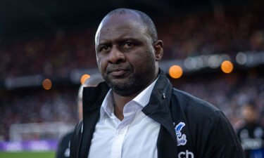 Manager Patrick Vieira of Crystal Palace looks on during the Premier League match between Crystal Palace and Brentford FC at Selhurst Park on August 30 in London.