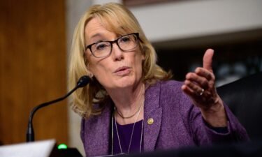 U.S. Sen. Maggie Hassan (D-NH) speaks during a Senate Homeland Security and Governmental Affairs and Senate Rules and Administration joint hearing on February 23