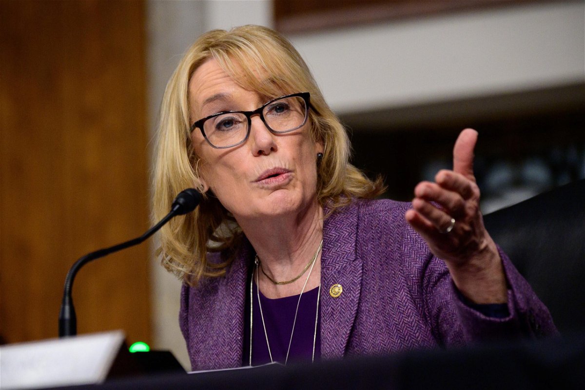 <i>Erin Scott/Getty Images</i><br/>U.S. Sen. Maggie Hassan (D-NH) speaks during a Senate Homeland Security and Governmental Affairs and Senate Rules and Administration joint hearing on February 23