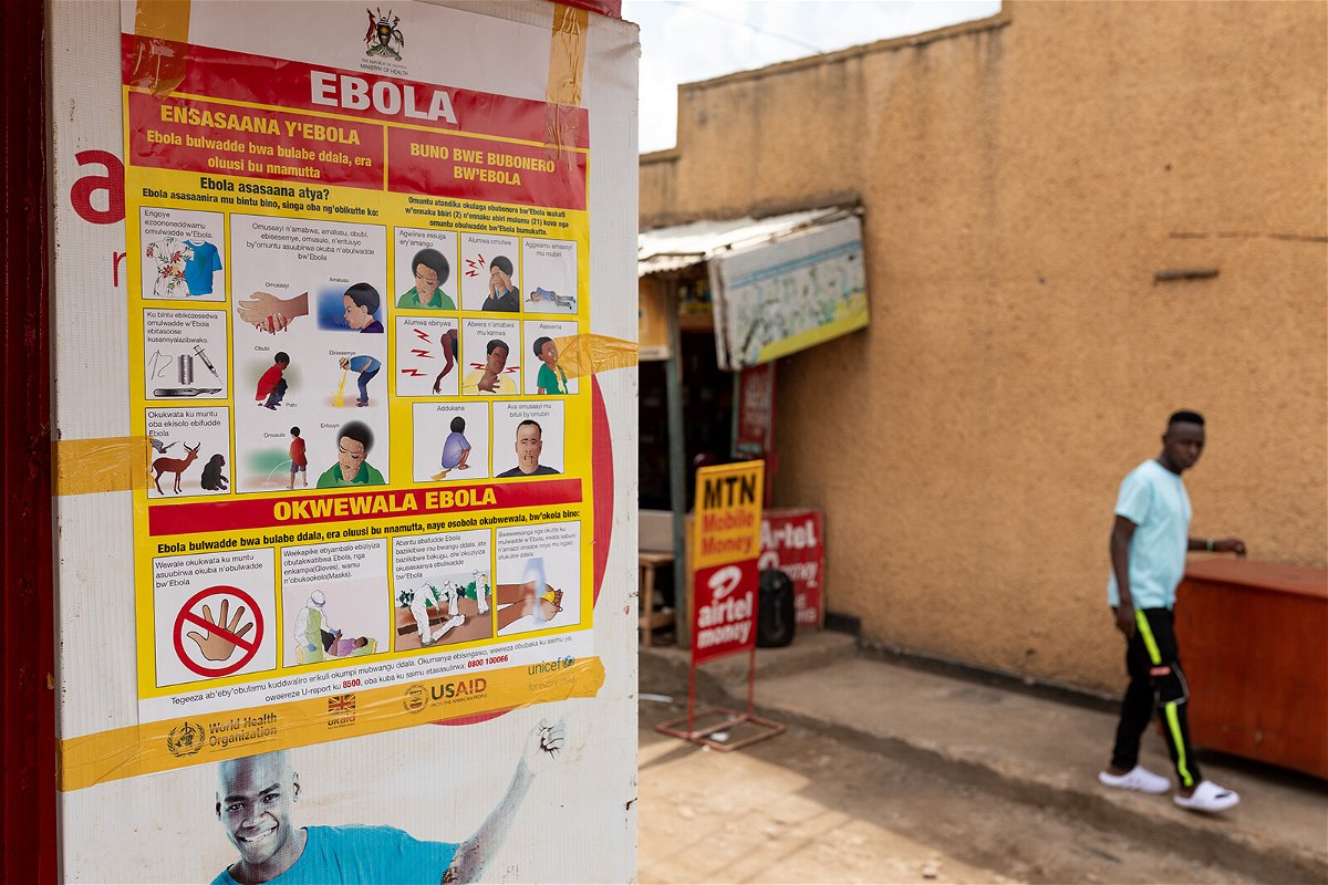 <i>Luke Dray/Getty Images</i><br/>Ebola prevention signage as seen on October 14 in Mubende
