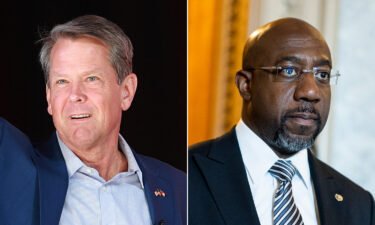 Georgia Gov. Brian Kemp (left) and US Sen. Raphael Warnock are pictured here in a split image.