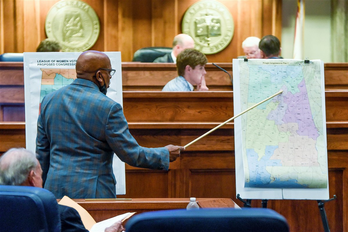 <i>Mickey Welsh/The Montgomery Advertiser/AP</i><br/>The US Supreme Court kicked off its new term and will hear two cases this year with potentially significant implications for voting rights. Sen. Rodger Smitherman compares U.S. Representative district maps in Montgomery