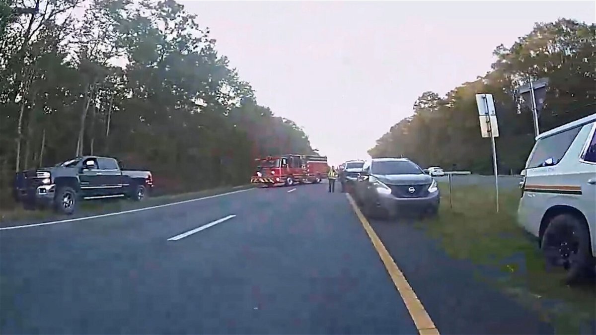 <i>Nassau County Sheriff's Office</i><br/>An image from a deputy's body-worn camera shows the vehicles involved in the incident.