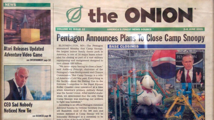 The Onion -- a publication best known for its tongue-in-cheek