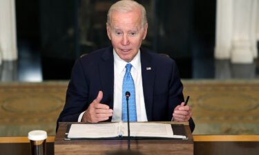 President Joe Biden speaks at a meeting of the White House Competition Council at the White House on September 26 in Washington