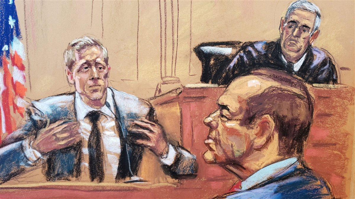 <i>Jane Rosenberg/Reuters</i><br/>Kevin Spacey and Judge Lewis Kaplan listen to plaintiff Anthony Rapp testify in this courtroom sketch from the trial in New York