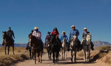 Citizens of Navajo Nation riding to the polls to cast their ballots.