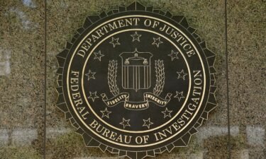 The FBI seal is seen outside the headquarters building in Washington