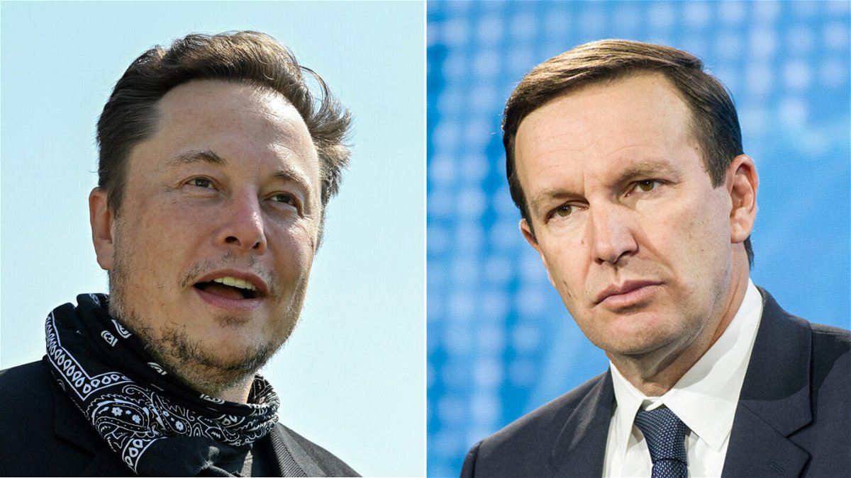 <i>Patrick Pleul/picture alliance/Attila Husejnow/SOPA Images/LightRocket/Getty Images</i><br/>Democratic Sen. Chris Murphy (right) is calling on the federal government to investigate national security concerns raised by Saudi Arabia's role in Elon Musk's takeover of Twitter.