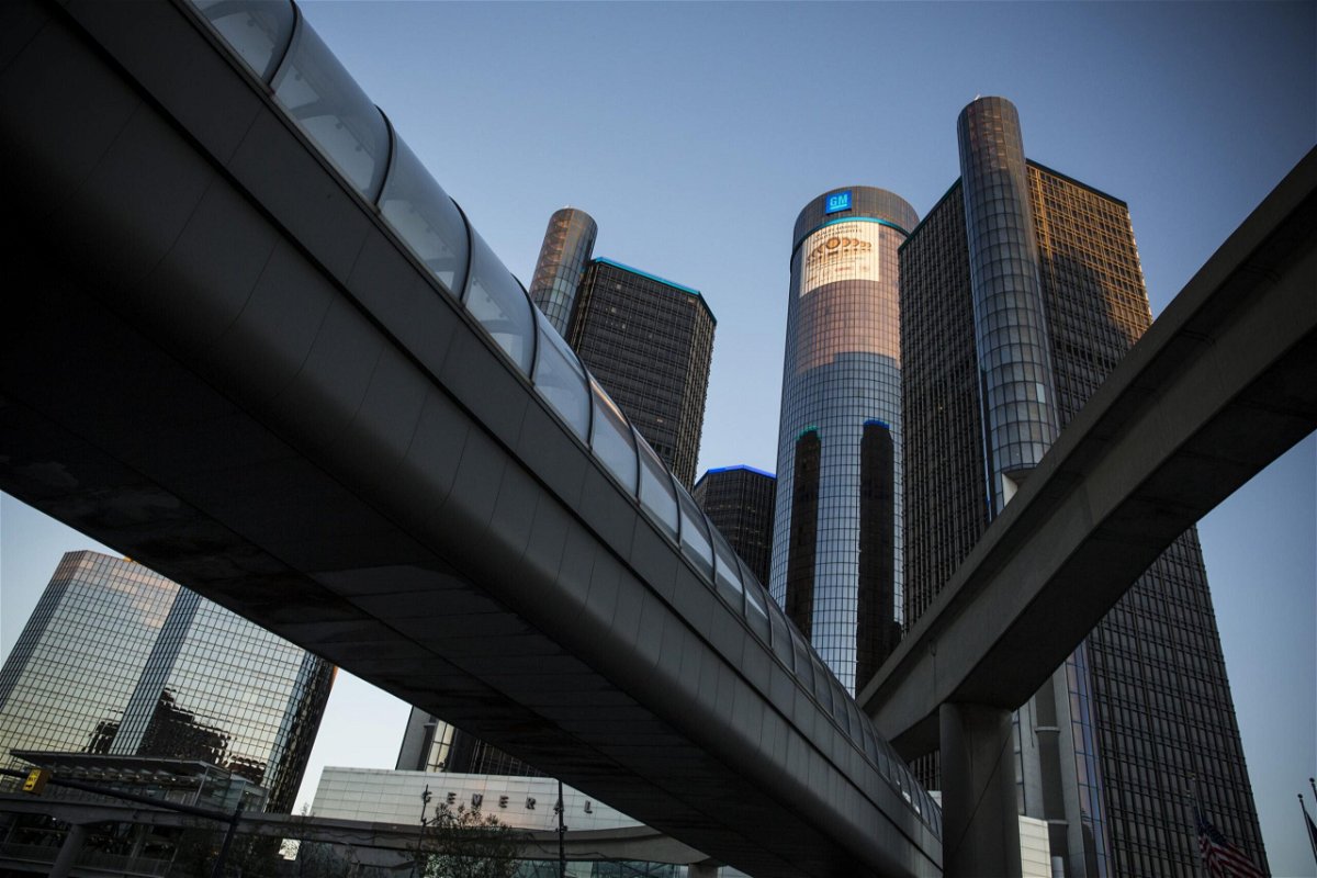 <i>Andrew Burton/Getty Images</i><br/>The General Motors logo sits atop the company's headquarters in September 2013 in Detroit