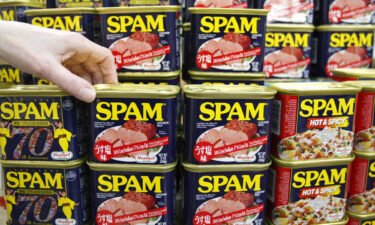 Cans of "Spam" luncheon meat are displayed at a market in Naha on the southern Japanese island of Okinawa March 5