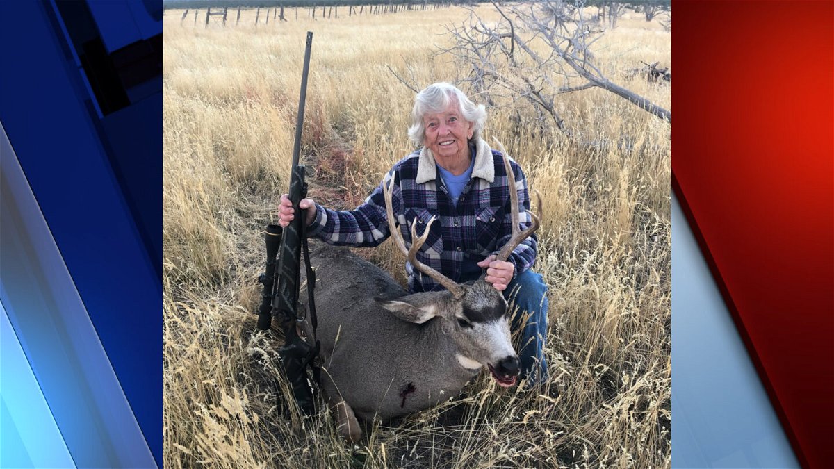 Mildred Bryant with her buck, 2022
