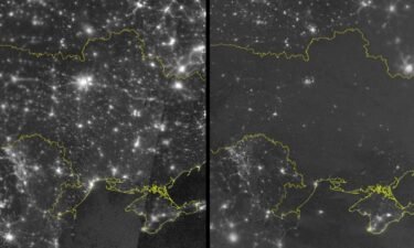 Ukraine satellite photos show lights dimmed since January.