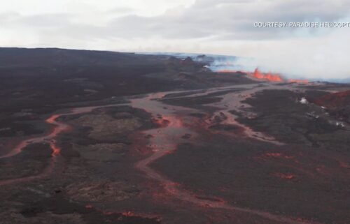 CNN has obtained new helicopter video showing the Mauna Loa eruption on Monday in Hawaii.