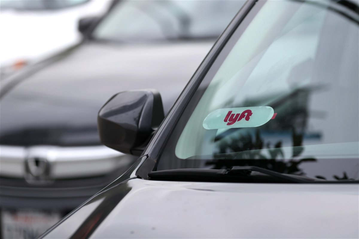<i>Justin Sullivan/Getty Images</i><br/>The Lyft logo is displayed on a car in March 2019 in San Francisco