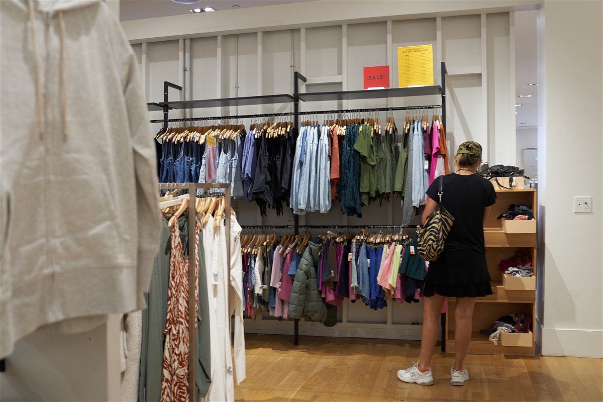 <i>Allison Dinner/Getty Images</i><br/>Retail sales surged by 1.3% in October. A woman shops at a Gap store on September 20