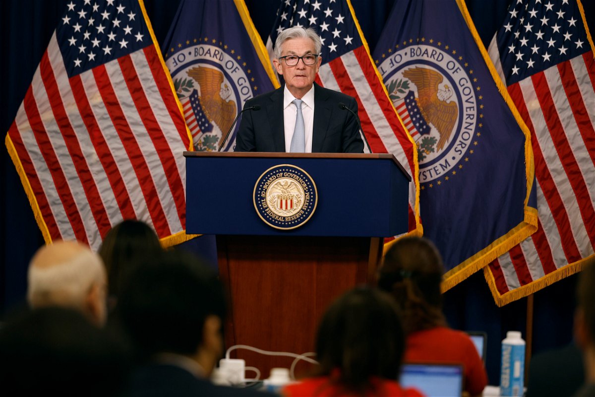<i>Chip Somodevilla/Getty Images</i><br/>Federal Reserve Bank Chairman Jerome Powell speaks during a news conference at the bank headquarters on November 02