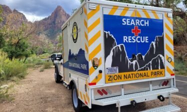 Hiking trip turns fatal in a Utah national park. This undated photo shows a Zion National Park Search and Rescue vehicle.