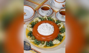 A Jell-O salad with whipped cream