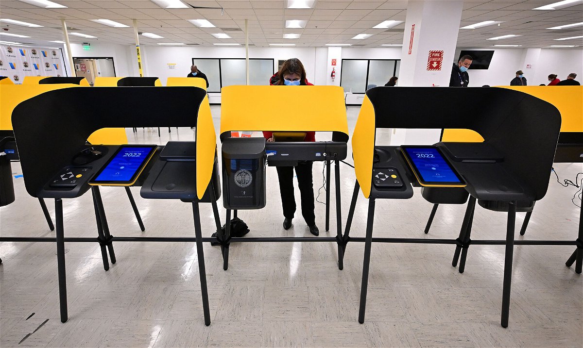 <i>Frederic J. Brown/AFP/Getty Images</i><br/>Voters cast their ballots for the 2022 Midterm Elections at the Los Angeles County Registrar in Norwalk