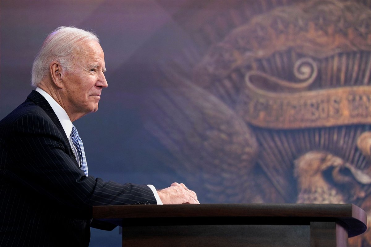 <i>Elizabeth Frantz/Reuters</i><br/>The Biden White House is choosing its words carefully as protests unfold in China. President Joe Biden here speaks at the White House in Washington