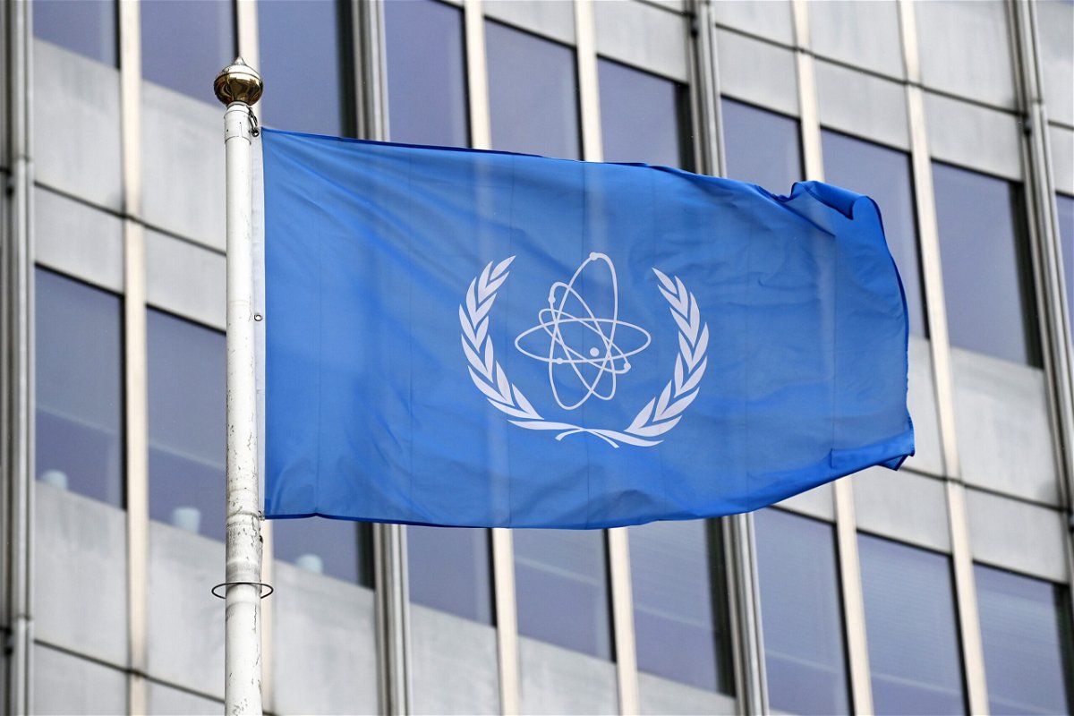 <i>Thomas Kronsteiner/Getty Images</i><br/>The flag of the International Atomic Energy Agency is seen here in May 2021 in Vienna