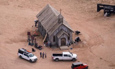 This aerial photo shows part of the Bonanza Creek Ranch film set in Santa Fe