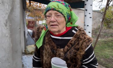 Vera Lapushnyak returned home after her village was liberated by Ukrainian forces to find that her roof had been almost completely destroyed.