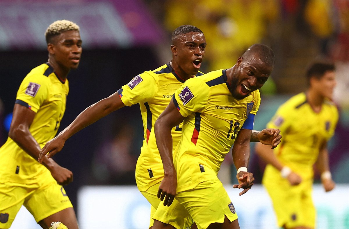 <i>Kai Pfaffenbach/Reuters</i><br/>Ecuador's Enner Valencia celebrates scoring their second goal.