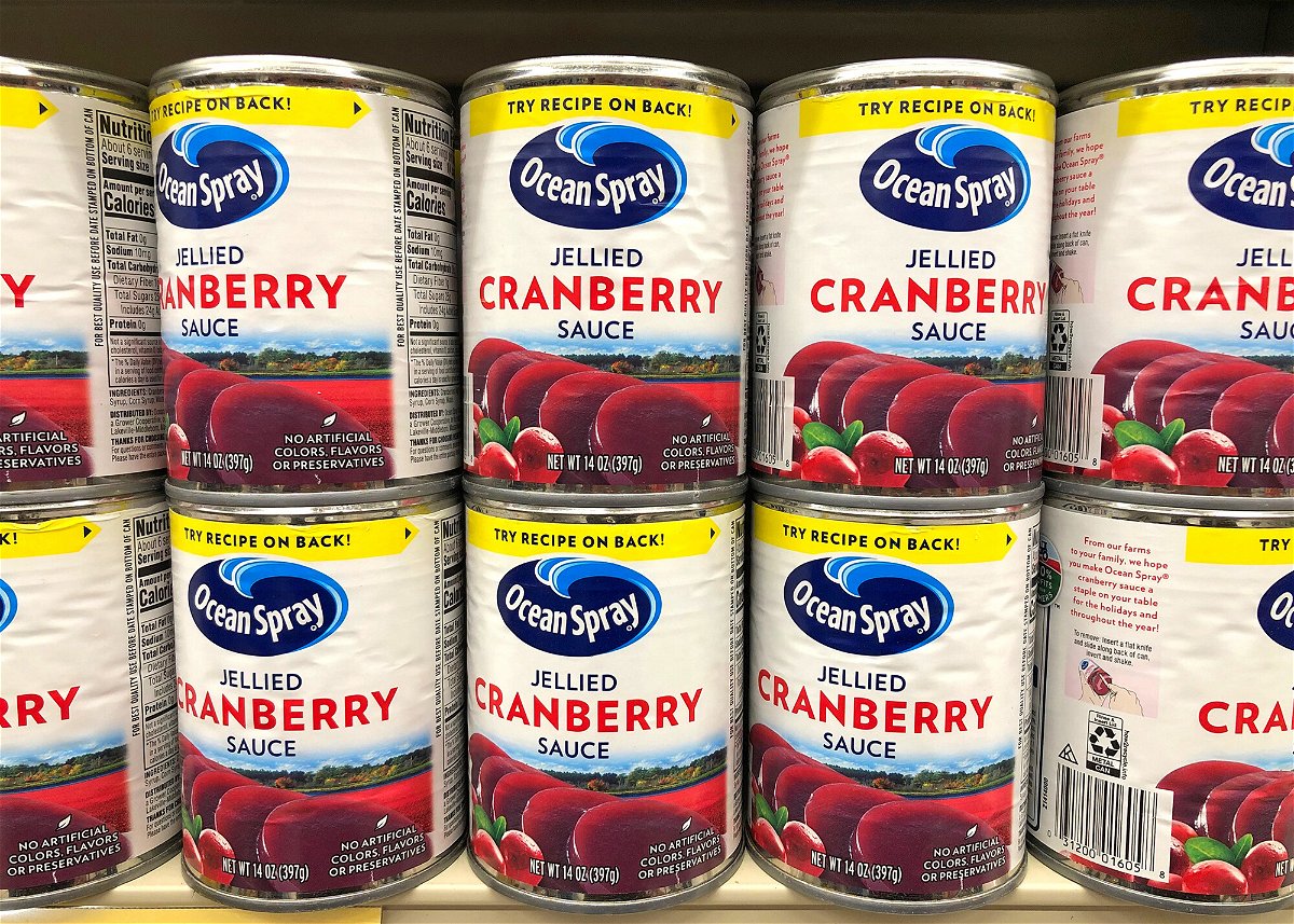 <i>Adobe Stock</i><br/>What's the deal with the upside-down labels on Ocean Spray cans? Pictured are cans of Ocean Spray brand Jellied Cranberry Sauce in Alameda