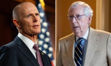 Sen. Rick Scott of Florida (left) told his fellow GOP senators he will challenge Senate Minority Leader Mitch McConnell to be leader of the party in the chamber next year.