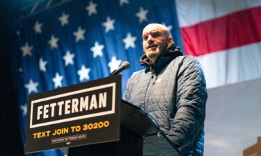 Pennsylvania Lieutenant Governor and Democratic candidate for US Senator John Fetterman speaks to supporters at a "Get Out the Vote" rally in Pittsburgh