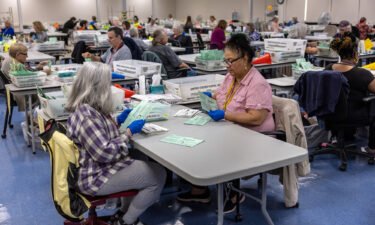 Election workers sort ballots at the Maricopa County Tabulation and Election Center on November 9 in Phoenix