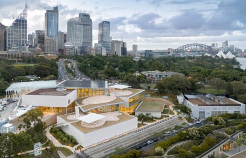 Pictured here is an aerial view of the Art Gallery of New South Wales' new SANAA-designed building.