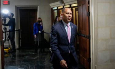New York Rep. Hakeem Jeffries arrives for a leadership election meeting with the House Democratic caucus on Capitol Hill in Washington
