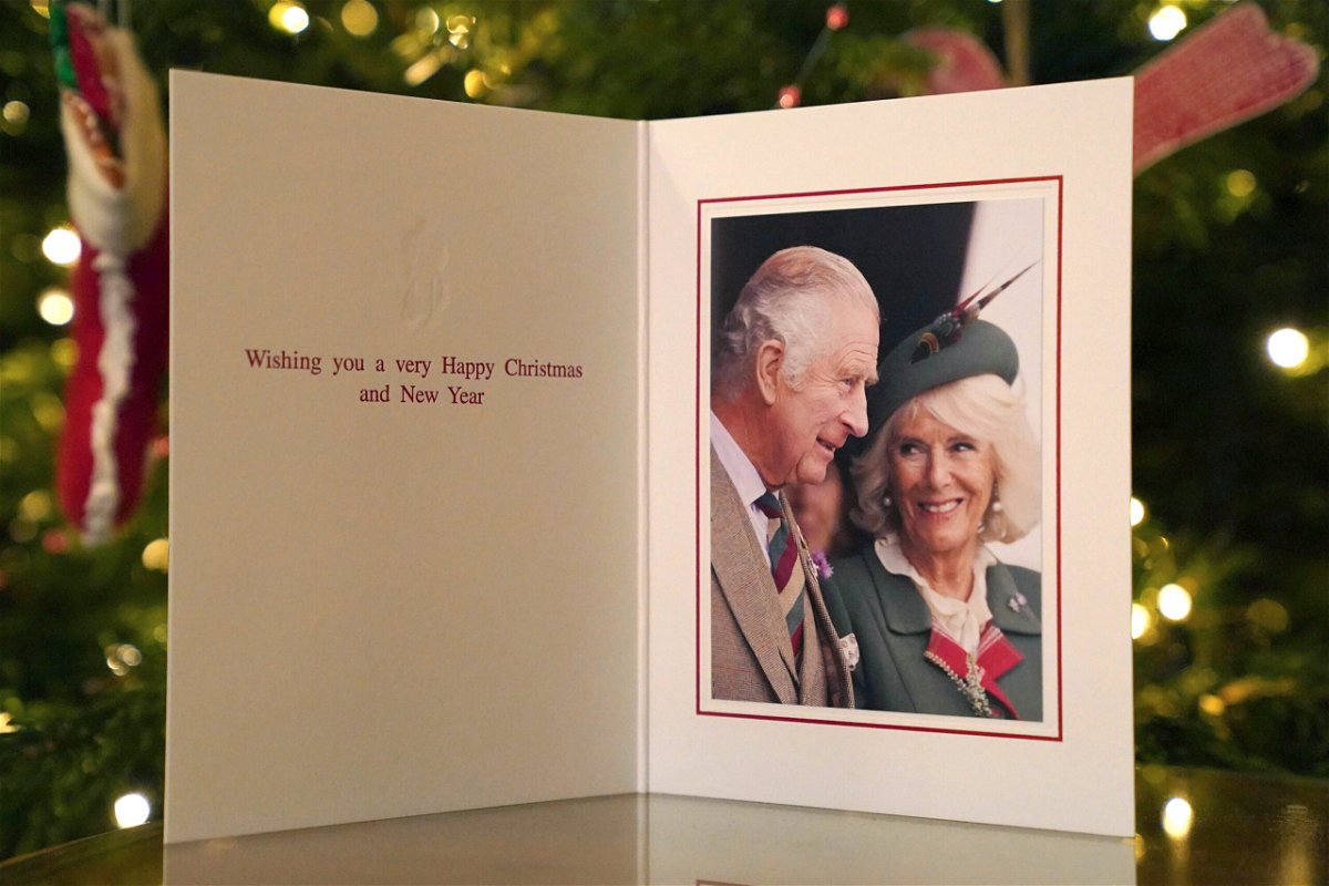 <i>Jonathan Brady/AP</i><br/>The Christmas card is the first of King Charles III's reign.