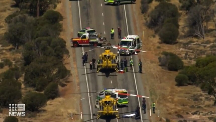 <i>Nine News Australia</i><br/>The scene of the fatal crash near Kondinin in West Australia.