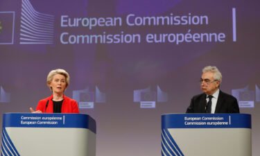 European Commission President Ursula von der Leyen (L) and the Head of the International Energy Agency Fatih Birol share outlook on EU gas supply in 2023 at the European Commission in Brussels