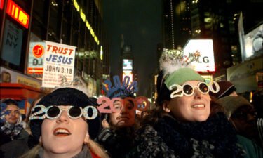 Y2K throwback: Crowds gathered in New York's Times Square to celebrate the new millennium.