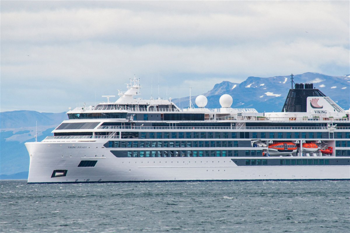 <i>Alexis Delelisi/AFP/Getty Images</i><br/>The Norwegian-flagged cruise ship Viking Polaris in Ushuaia