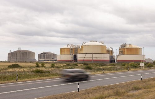 Britain is shoring up energy supply with a new partnership with the United States. Pictured are storage tanks at Grain LNG importation terminal