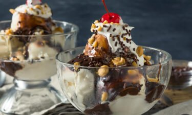 Dress up an ice cream sundae with toppings such as chocolate sauce