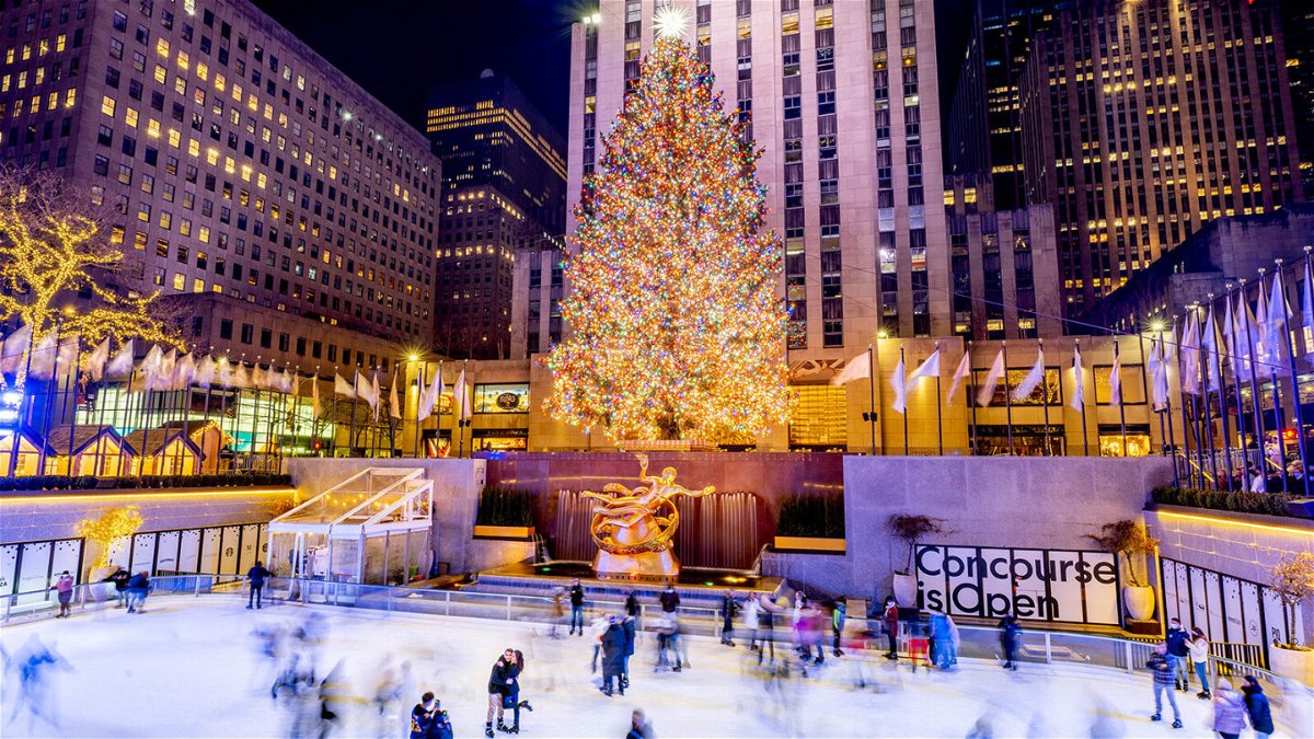 <i>Roy Rochlin/Getty Images</i><br/>New York is overflowing with Christmas traditions. One favorite of tourists and residents is ice skating at the Rockefeller Plaza rink.