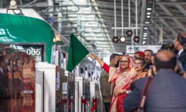 Bangladeshi Prime Minister Sheikh Hasina flags off the first metro rail trip in Dhaka on December 28