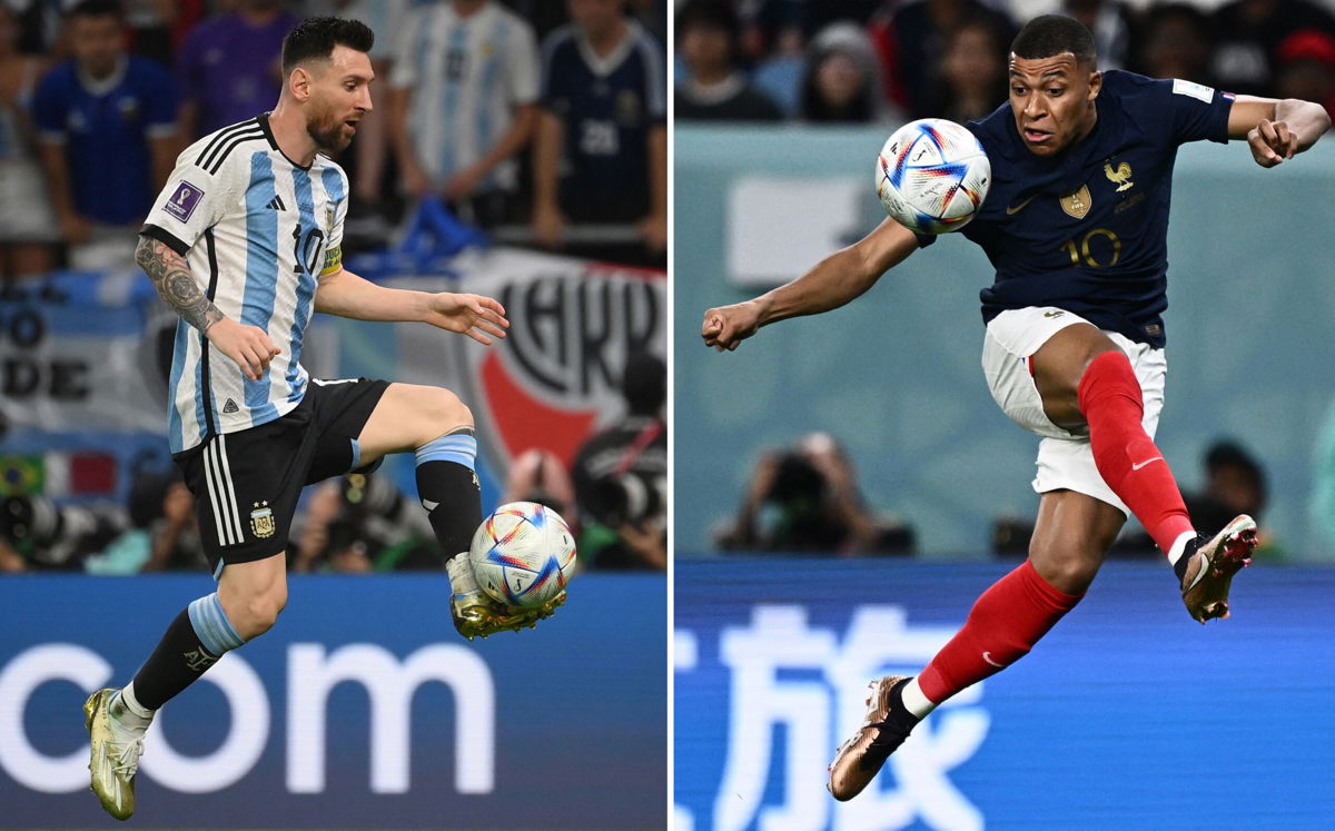 <i>FRANCK FIFE/AFP/AFP via Getty Images</i><br/>Lionel Messi and Kylian Mbappé will clash in Sunday's World Cup final.