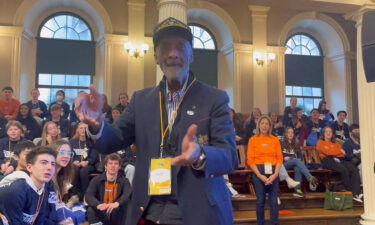 Teenagers from Project 351 sang "Happy Birthday" to retired U.S. Air Force Lt. Col. Enoch "Woody" Woodhouse before their Launch & Service Day.