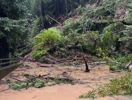 <i>Santa Cruz Highway Patrol/Twitter</i><br/>A potent atmospheric river roared into Santa Cruz County Monday morning